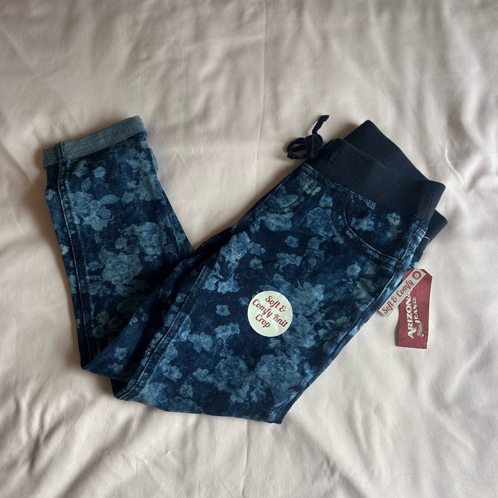 NWT Girls Blue Floral Print Jeggings - Size 10